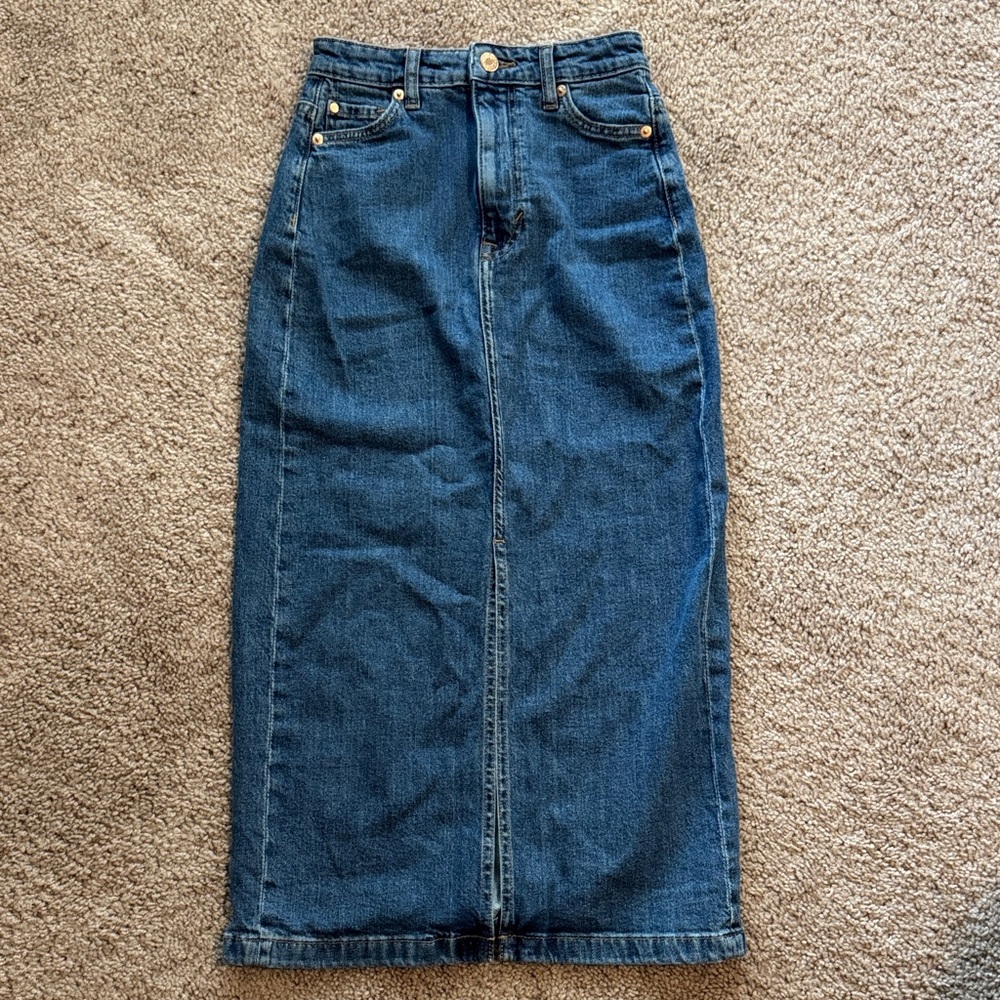 Women's Blue Denim Maxi Skirt